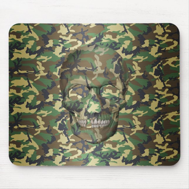 Tapis De Souris Crâne Camo Woodland 3D (Devant)