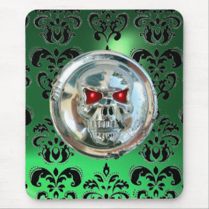 Tapis De Souris CRÂNE CHROME, Damas, Jade Vert