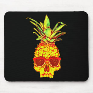 Tapis De Souris Crâne d'ananas avec lunettes de soleil Retro Aesth