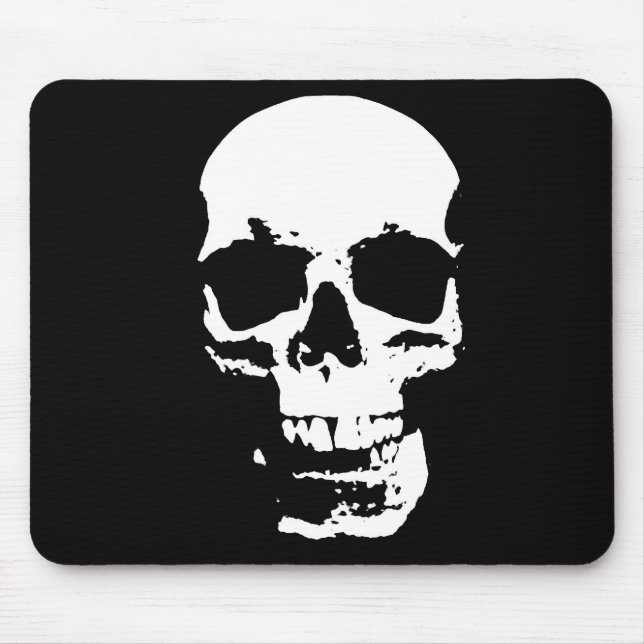 Tapis De Souris Crâne d'art pop noir et blanc (Devant)