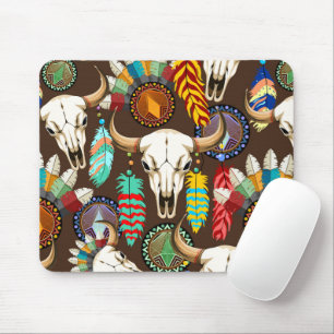 Tapis De Souris Crâne de buffle emblème amérindien