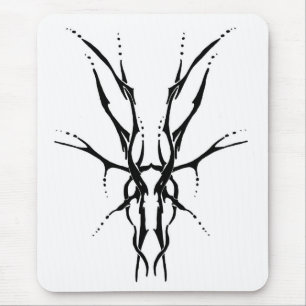 Tapis De Souris Crâne de Cerf Tribal Noir Dessin de Chasse