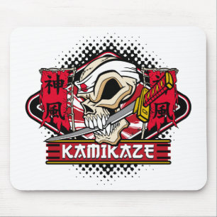 Tapis De Souris Crâne de kamikaze avec l'épée japonaise
