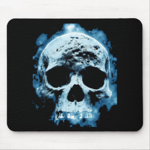 Tapis De Souris Crâne de la mort de Halloween de flamme bleue
