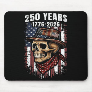 Tapis De Souris Crâne de squelette américain patriotique 250 ans