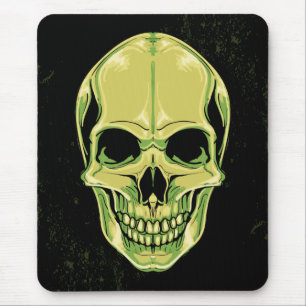 Tapis De Souris Crâne effrayant vert sur l'arrière - plan grunge