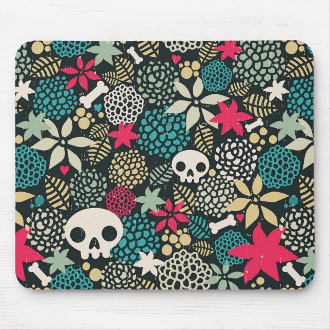 Tapis De Souris Crâne en fleurs (Devant)
