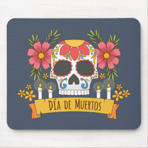 Tapis De Souris Crâne floral Dia de los Muertos   Mousepad