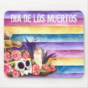 Tapis De Souris Crâne floral Dia de los Muertos   Mousepad