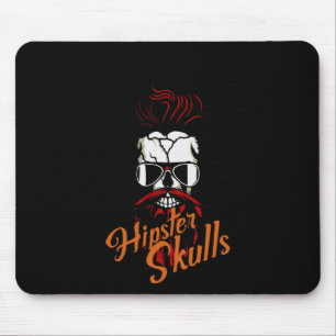 Tapis De Souris Crâne Hipster Crâne Logo Barbu Barbe Moustache Mu