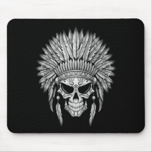 Tapis De Souris Crâne indigène foncé de sucre avec la coiffe