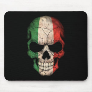Tapis De Souris Crâne italien de drapeau sur le noir