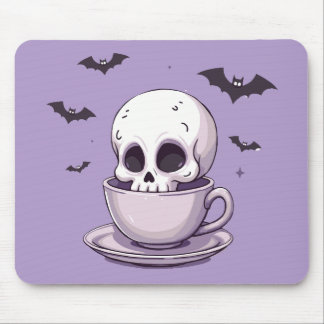 Tapis De Souris Crâne Pastel Goth dans une Tasse à Thé