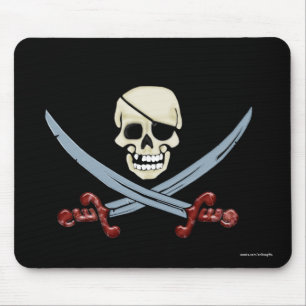 Tapis De Souris Crâne pirate et coupes croisées Art Déplaisant