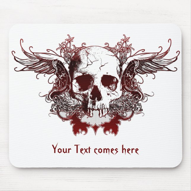 Tapis De Souris crâne rouge foncé Mousepad (Devant)