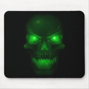 Tapis De Souris Crâne rougeoyant vert