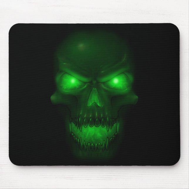 Tapis De Souris Crâne rougeoyant vert (Devant)