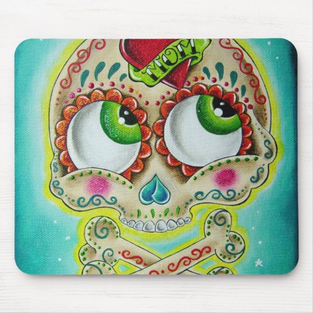 Tapis De Souris Crâne tatoué de sucre (Devant)