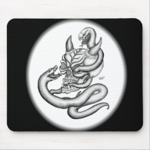 Tapis De Souris Crâne - têtes de diable avec serpent