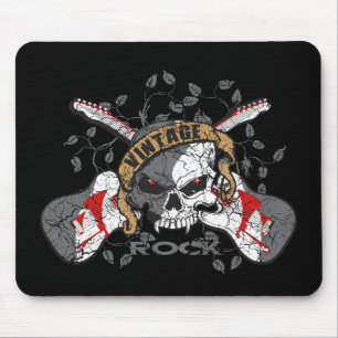 Tapis De Souris Crâne vintage de roche et guitares électriques