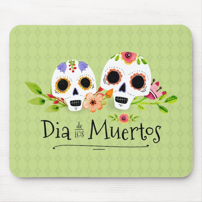 Tapis De Souris Crânes à sucre florales Dia de Muertos | Tapis de  (Devant)