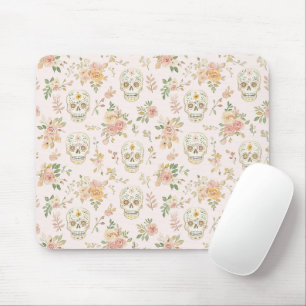 Tapis De Souris Crânes de Sucre Fleurs de Pêche
