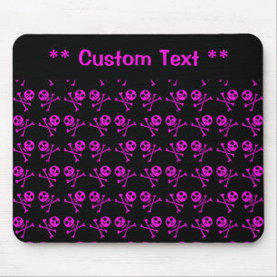 Tapis De Souris Crânes roses Pad Souris avec/ Texte personnalisé