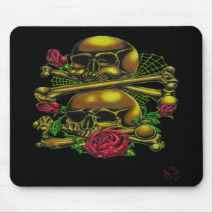Tapis De Souris Crânes, Webs, et roses Mousepad