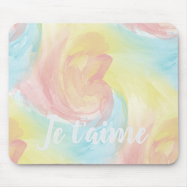 Tapis De Souris Cravate-Dye Retro Pastel Peinture d'Aquarelle dans (Devant)