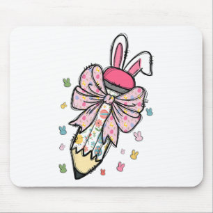 Tapis De Souris Crayon mignon Coquette Nœud Lapin Pâques Enseignan