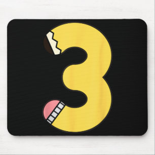 Tapis De Souris Crayon numéro 3 Retour à l'école 3e anniversaire T