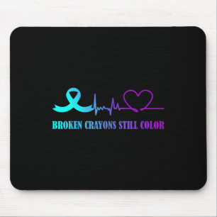 Tapis De Souris Crayons brisés Toujours Couleur Suicide Prévention