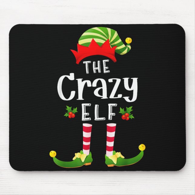 Tapis De Souris Crazy Christmas Elf Matching Pajama X-mas Party  (Devant)