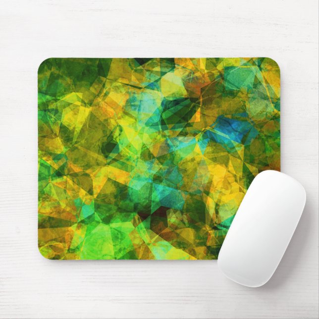 Tapis De Souris Création Abstraite Moderne de Verts Funky (Avec souris)