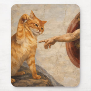 Tapis De Souris Création d'Adam avec le chat Sarca, une œuvre d'ar