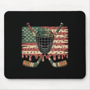 Tapis De Souris Crème glacée de hockey Drip Camo Drapeau Usa 