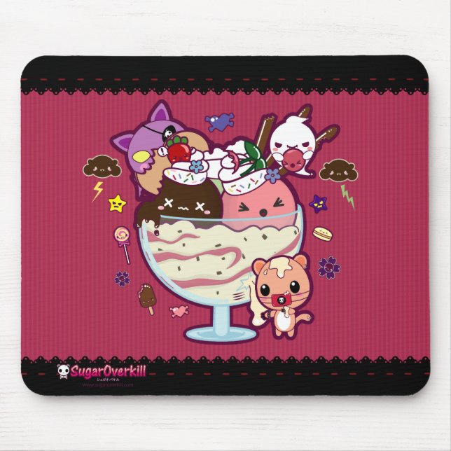 Tapis De Souris Crème glacée de Kawaii attaquée ! (Devant)