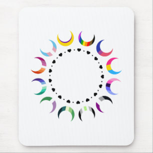 Tapis De Souris Crescent Pride Lunes et Coeurs Noirs