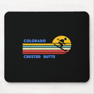 Tapis De Souris Crested Butte Colorado Ski Skieur Ski Rétro Soleil