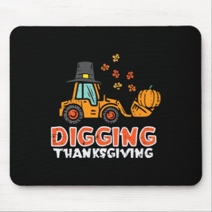 Tapis De Souris Creusement Thanksgiving Excavateur Camion Automne