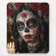 Crimson Rose Calavera – Jour des Morts élégant