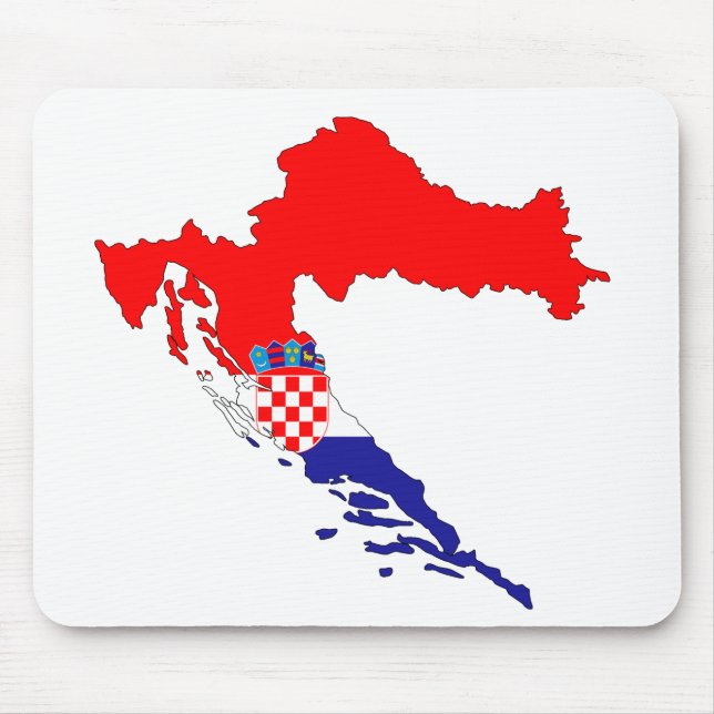 Tapis De Souris Croatie Carte Pays Frontières Pays Drapeaux Pays. (Devant)