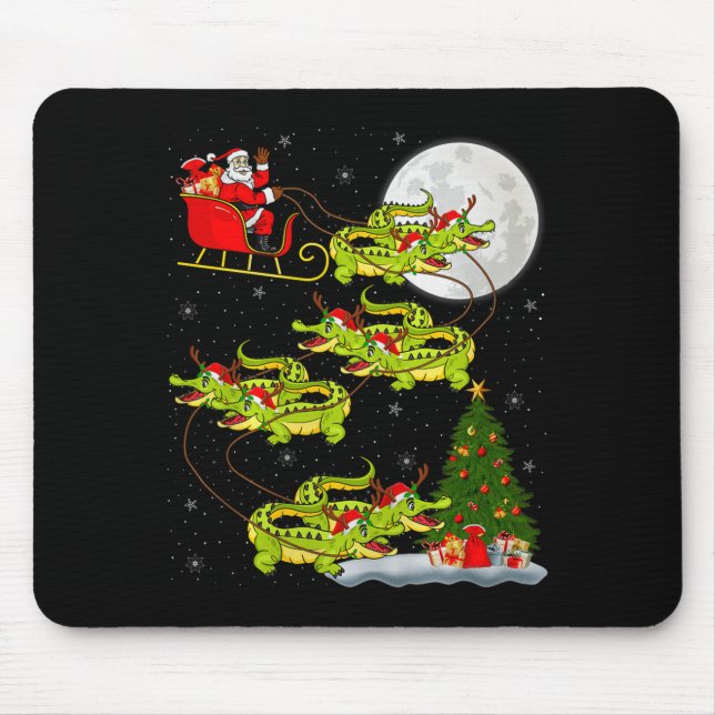 Tapis De Souris Crocodile Alligators Santa Sleigh Flying Funny Chr (Devant)