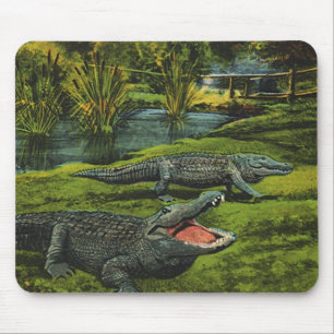 Tapis De Souris Crocodiles, Animaux Reptiles de la Vie Marine Vint