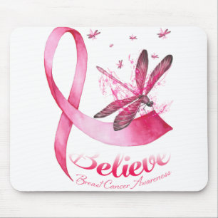 Tapis De Souris Croire Dragonfly Pink Ribbon Cancer du sein