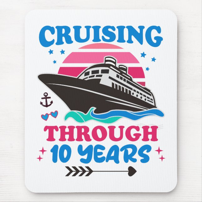 Tapis De Souris Croisière Sur 10 Ans Mariage (Devant)