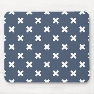 Tapis De Souris Croix blanches sur bleu-gris