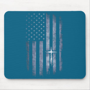 Tapis De Souris Croix chrétienne Drapeau américain Graphisme Grung