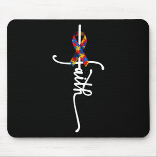 Tapis De Souris Croix de la foi autistique Cadeaux autistiques aut