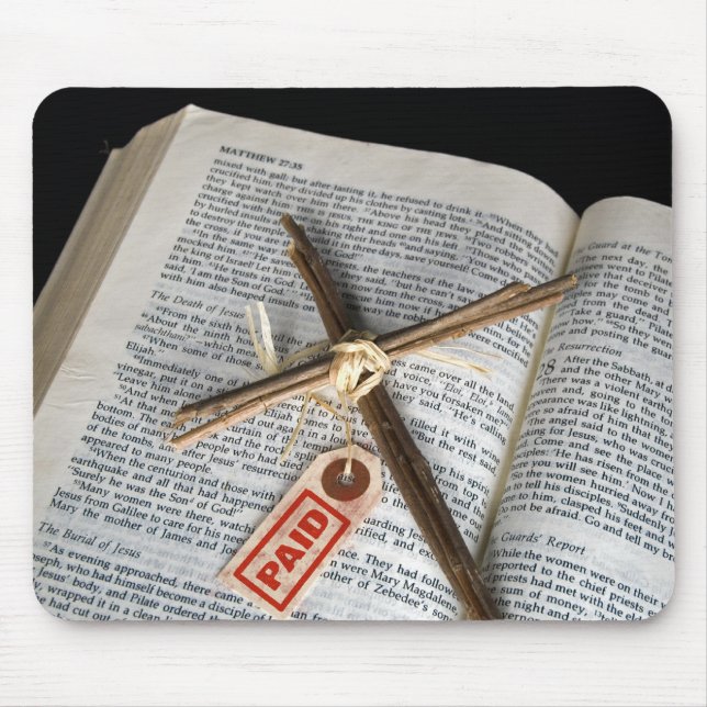 Tapis De Souris Croix de Pâques sur la Bible (Devant)